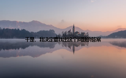 于是, 我决定要找出这个问题的答案