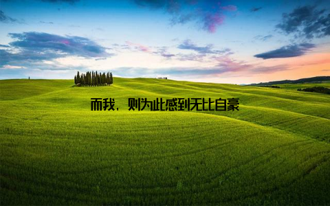 而我, 则为此感到无比自豪