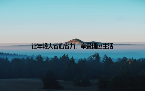 让年轻人省心省力, 享受绿色生活