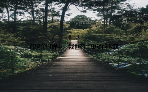 在这个过程中, 我也有了更多的收获